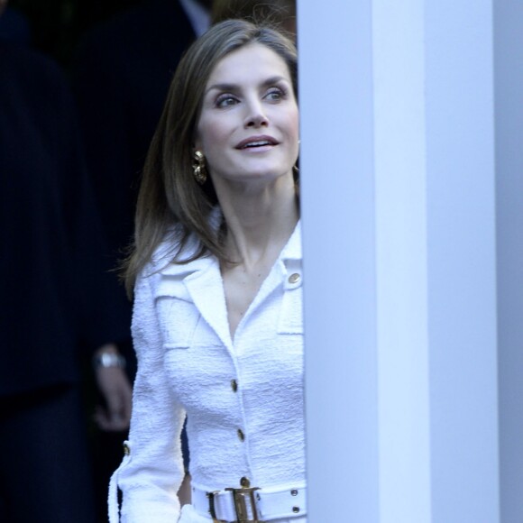 La reine Letizia d'Espagne lors du séminaire "Une nouvelle coopération ibéro-américaine" à la Maison de l'Amérique à Madrid le 10 octobre 2016