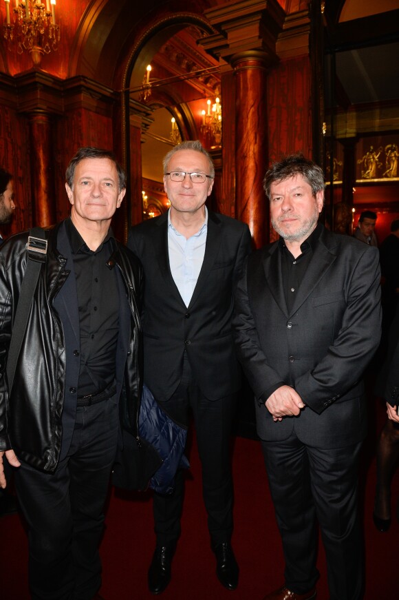 Francis Huster, Laurent Ruquier et Régis Laspalès - Générale de la pièce "À droite, à gauche" au Théâtre des Variétés à Paris le 12 octobre 2016. © Coadic Guirec/Bestimage