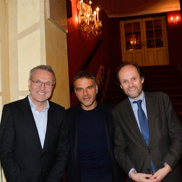 Laurent Ruquier, Steve Suissa et Jean-Marc Dumontet - Générale de la pièce "À droite, à gauche" au Théâtre des Variétés à Paris le 12 octobre 2016. © Coadic Guirec/Bestimage