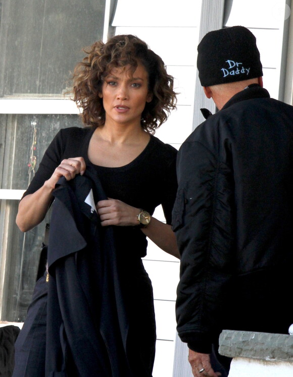 Jennifer Lopez sur le tournage de "Shades of Blue" à New York, le 15 septembre 2016.