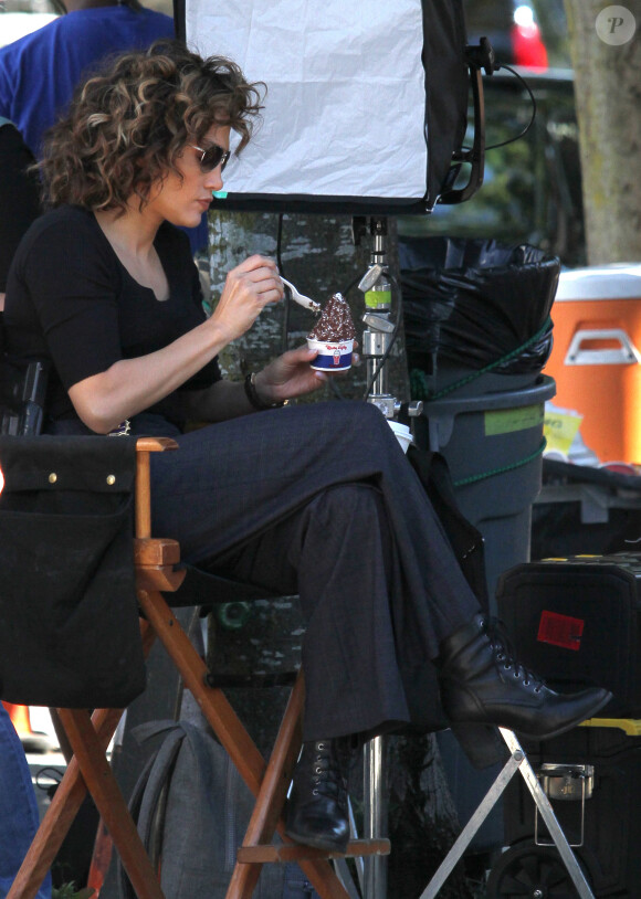 Jennifer Lopez sur le tournage de "Shades of Blue" à New York, le 15 septembre 2016.