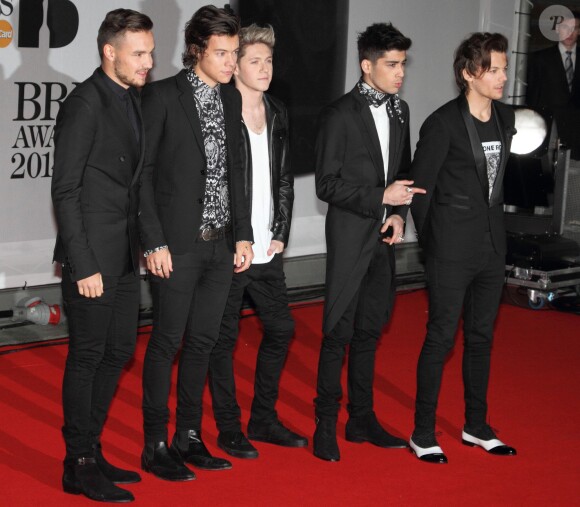 Le groupe One Direction (Liam Payne, Harry Styles, Zayn Malik, Niall Horan et Louis Tomlinson) à la soirée des "Brit Awards 2014" en partenariat avec MasterCard à Londres, le 19 février 2014.
