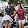 Exclusif - Robert Downey Jr. se promene avec sa femme Susan et leur fils Exton a Boston, le 10 aout 2013.