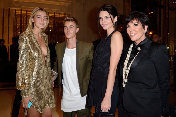 Justin Bieber, Kendall Jenner et Kris Jenner à l' Hotel Peninsula de Paris, le 30 septembre 2014