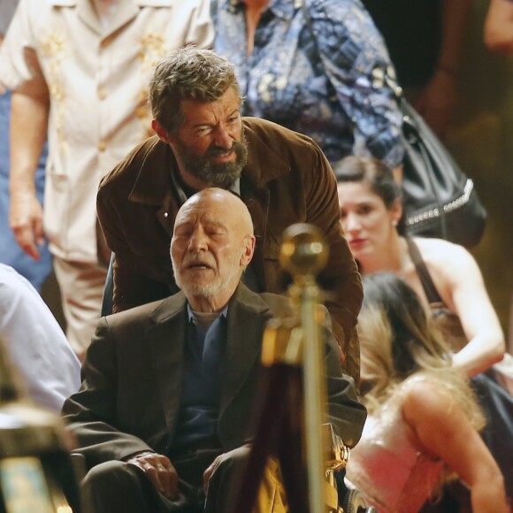 Exclusif - Hugh Jackman et Patrick Stewart sur le tournage de "Wolverine 3" à la Nouvelle-Orléans, le 9 juin 2016. © CPA/Bestimage