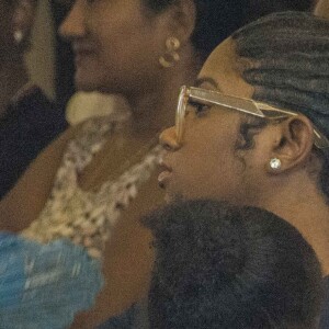 Rihanna et la petite Majesty - La star assiste au baptême de son neveu Nikolai Carter dans une église de la Barbade le 9 octobre 2016.