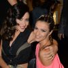 Fabienne Carat et Denitsa Ikonomova  dans les coulisses du défilé du 22ème salon du chocolat à la porte de Versailles à Paris le 27 octobre 2016. © Veeren-Perusseau/Bestimage