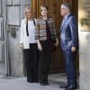 La reine Letizia d'Espagne (portant une veste Üterque) le 26 octobre 2016 à Madrid lors d'une rencontre autour de l'image des personnes handicapées dans les médias et de leur intégration sociale.