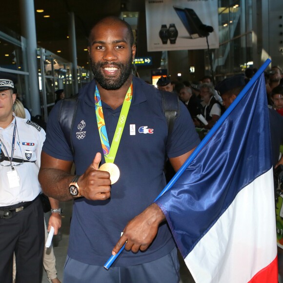 Teddy Riner - Arrivées des athlètes des jeux olympiques de Rio 2016 à l'aéroport de Roissy le 23 août 2016.