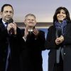Jean-Luc Romero, Olivier Falorni et Anne Hidalgo - 8ème journée mondiale pour le droit de mourir dans la dignité, place de la République à Paris le 2 novembre 2015.
