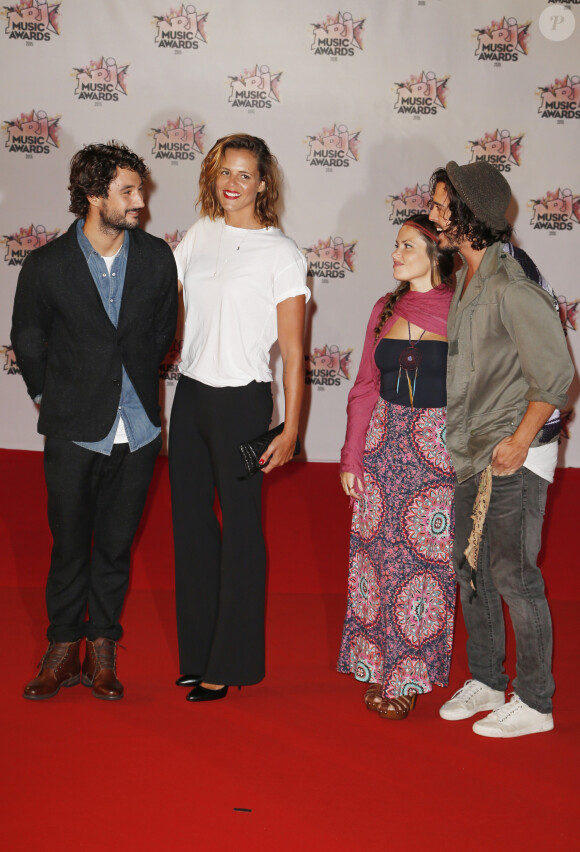 No web - No chaînes TV - Jérémy Frérot et Flo Delavega (Fréro Delavega) avec leurs compagnes respectives, Laure Manaudou et Natalia Doco - Arrivées à la 17ème cérémonie des NRJ Music Awards 2015 au Palais des Festivals à Cannes, le 7 novembre 2015. © Christophe Aubert via Bestimage