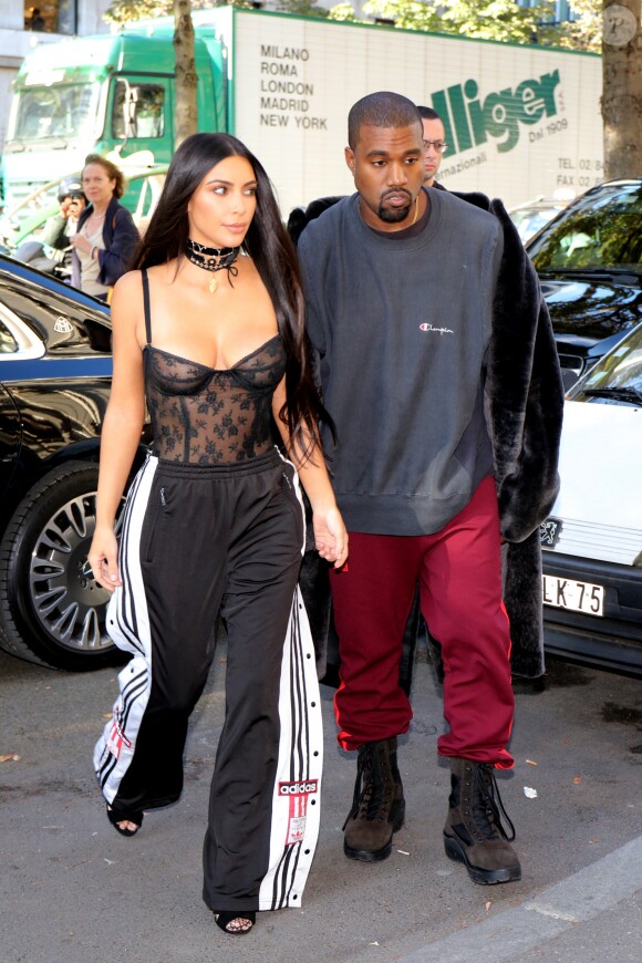 Kim Kardashian et Kanye West pendant la fashion week à Paris le 29 septembre 2016. © Agence / Bestimage