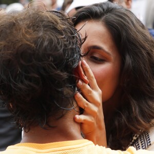 Rafael Nadal et sa compagne Xisca Perello lors du Monte Carlo Rolex Masters 2016 au Monte-Carlo Country-Club à Roquebrune-Cap-Martin, le 17 avril 2016.