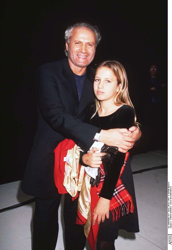 Gianni Versace et sa nièce Allegra à Londres. Janvier 1997.