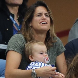 Amélie Mauresmo et son fils Aaron Mauresmo lors de France - Islande (Euro 2016) au Stade de France à Saint-Denis, le 3 juillet 2016. © Cyril Moreau/Bestimage