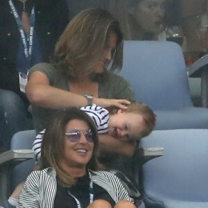 Amélie Mauresmo et son fils Aaron Mauresmo lors de France - Islande (Euro 2016) au Stade de France à Saint-Denis, le 3 juillet 2016. © Cyril Moreau/Bestimage