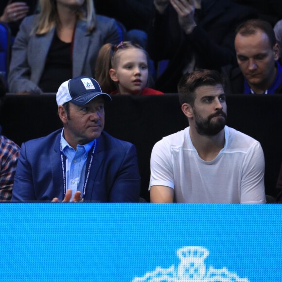 Ana Ivanovic, Kevin Spacey et Gerard Piqué lors de la finale du Masters de Londres remportée par Andy Murray face à Novak Djokovic le 20 novembre 2016 à l'O2 Arena.