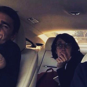 Antoine Griezmann en route pour l'entraînement avec sa soeur qui gère ses relations presse, Maud - Photo Instagram publiée en novembre 2016.