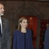 Le roi Felipe VI et la reine Letizia d'Espagne présidaient à la cérémonie des prix Jaime Ier le 24 novembre 2016 à la Loge des marchands à Valence.