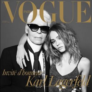 Lily-Rose Depp et Karl Lagerfeld posent pour Vogue Paris et Hedi Slimane.