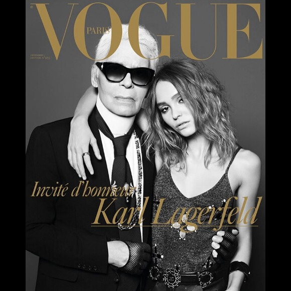 Lily-Rose Depp et Karl Lagerfeld posent pour Vogue Paris et Hedi Slimane.