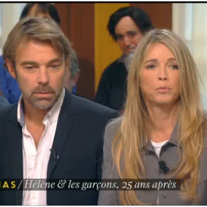 Patrick Puydebat et Hélène Rollès sur le plateau de la "Nouvelle édition" le 30 novembre 2016 sur C8.