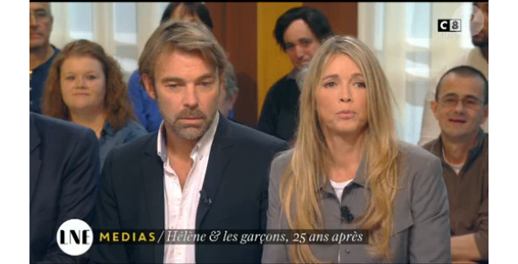Patrick Puydebat et Hélène Rollès sur le plateau de la "Nouvelle édition" le 30 novembre 2016 sur C8.