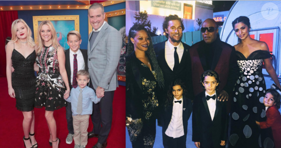 Reese Witherspoon et Matthew McConaughey et leurs familles - Avant-première du film "Sing" à Los Angeles le 3 décembre 2016 (photomontage)
