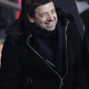 Patrick Bruel et Ary Abittan lors du match Paris Saint-Germain contre OGC Nice au Parc des Princes à Paris, France, le 11 décembre 2016.