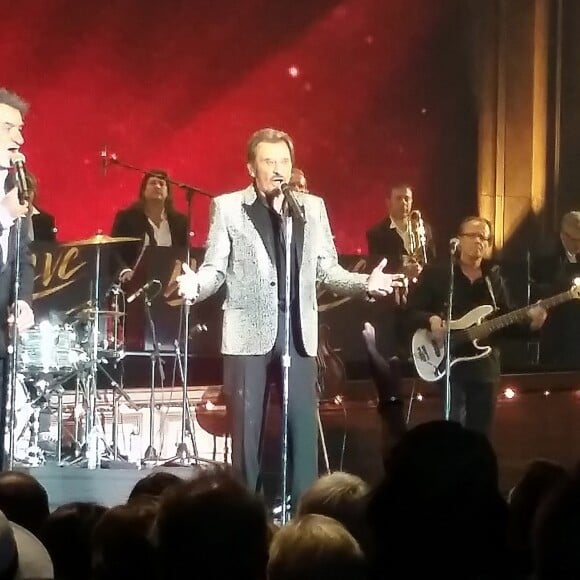 Eddy Mitchell, Johnny Hallyday et Jacques Dutronc - Premier concert "Les Vieilles Canailles" à Paris, du 5 au 10 novembre 2014.