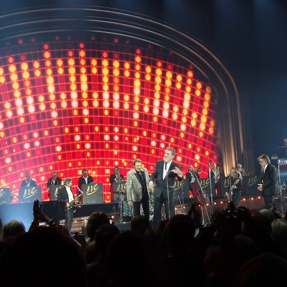 Eddy Mitchell, Johnny Hallyday et Jacques Dutronc - Premier concert "Les Vieilles Canailles" à Paris, du 5 au 10 novembre 2014.