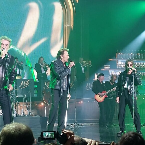 Eddy Mitchell, Johnny Hallyday et Jacques Dutronc - Premier concert "Les Vieilles Canailles" à Paris, du 5 au 10 novembre 2014.