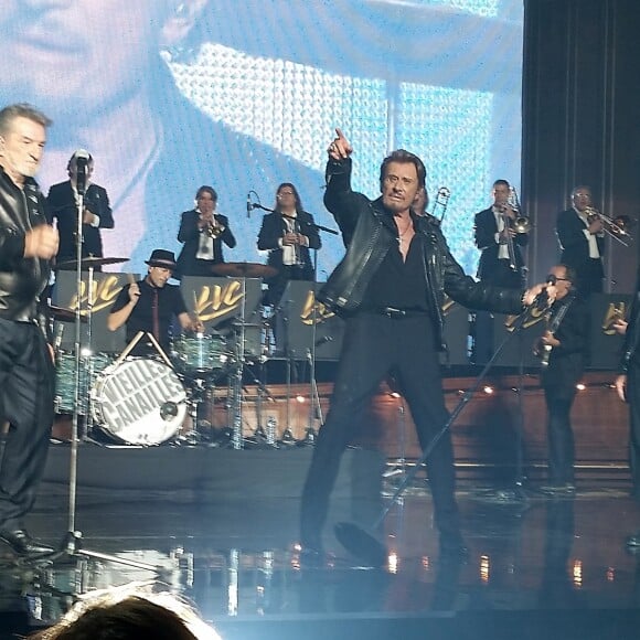 Eddy Mitchell, Johnny Hallyday et Jacques Dutronc - Premier concert "Les Vieilles Canailles" à Paris, du 5 au 10 novembre 2014.