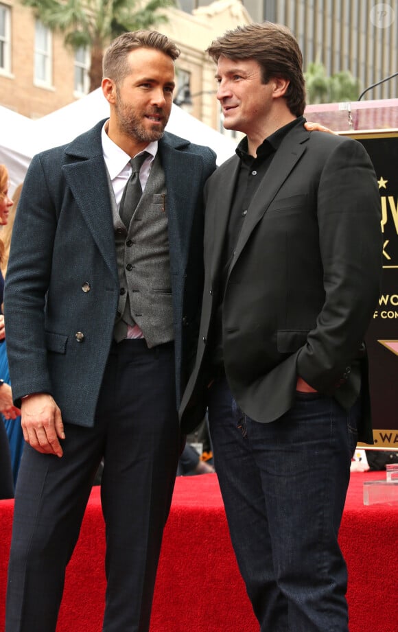 Ryan Reynolds et Nathan Fillion à Hollywood, le 15 décembre 2016