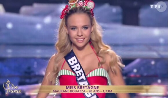 Miss Bretagne 2016 : Maurane Bouazza - Les 30 candidates pour le titre de Miss France 2017 défilent en maillot de bain - Concours Miss France 2017. Sur TF1, le 17 décembre 2016. 