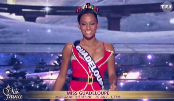 Miss Guadeloupe 2016 : Morgane Thérésine - Les 30 candidates pour le titre de Miss France 2017 défilent en maillot de bain - Concours Miss France 2017. Sur TF1, le 17 décembre 2016. 