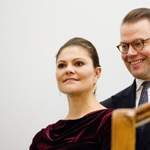 La princesse Victoria et le prince Daniel de Suède lors de la célébration de Sainte-Lucie à l'ambassade de Suède à Rome. Le 15 décembre 2016 15/12/2016 - Rome