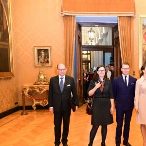 La princesse Victoria et le prince Daniel de Suède rencontrent Laura Boldrini, présidente de la chambre des députés d'Italie lors de leur déplacement à Rome, le 15 décembre 2016.15/12/2016 - Rome