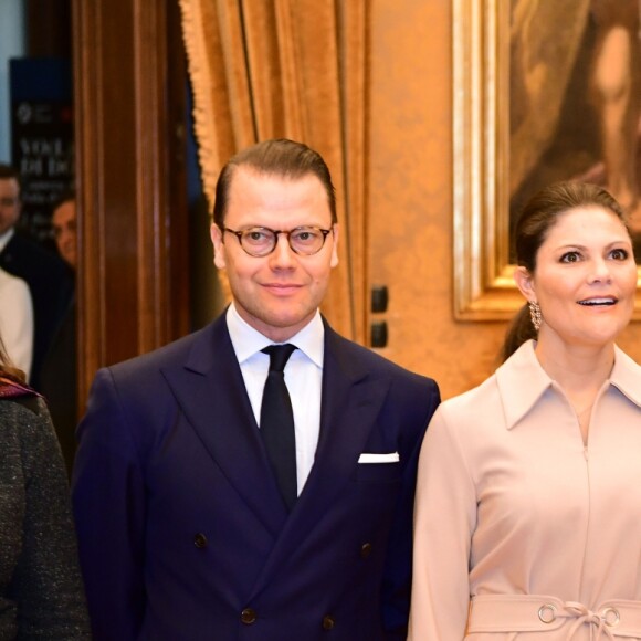 La princesse Victoria et le prince Daniel de Suède rencontrent Laura Boldrini, présidente de la chambre des députés d'Italie lors de leur déplacement à Rome, le 15 décembre 2016.15/12/2016 - Rome