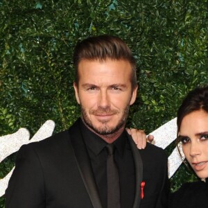 David Beckham et sa femme Victoria Beckham à la Soirée des "British Fashion Awards" à Londres. Le 1er décembre 2014