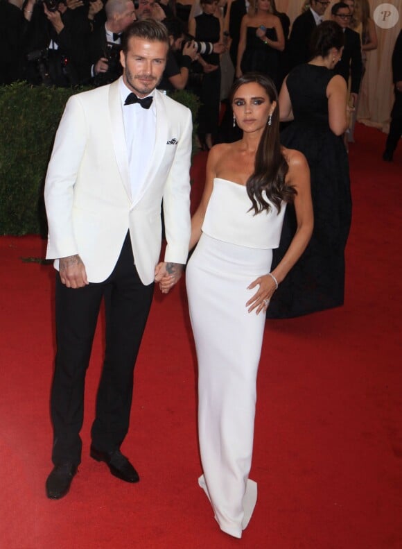 Victoria Beckham, David Beckham à la Soirée du Met Ball / Costume Institute Gala 2014: "Charles James: Beyond Fashion" à New York. Le 5 mai 2014.