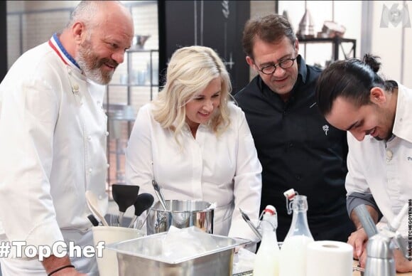 Phillippe Etchebest, Hélène Darroze, Michel Sarran et un candidat de "Top Chef 2017"
