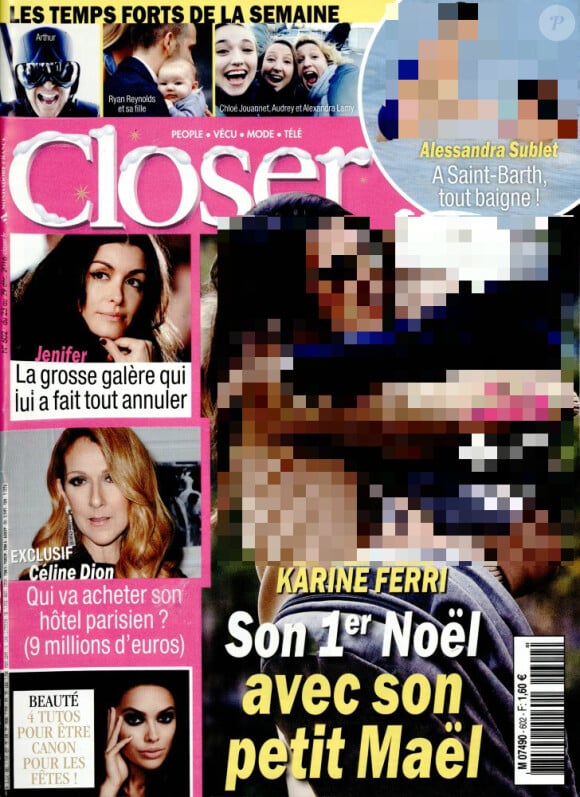 Couverture de Closer, numéro en kiosques dès le 23 décembre2016.