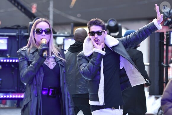 Mariah Carey et son danseur Bryan Tanaka lors des répétitions avant son concert à Times Square, le 31 décembre 2016 à New York