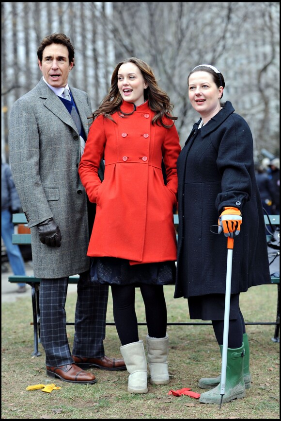 John Shea et Leighton Meester sur le tournage de Gossip Girl à New York, le 4 janvier 2009