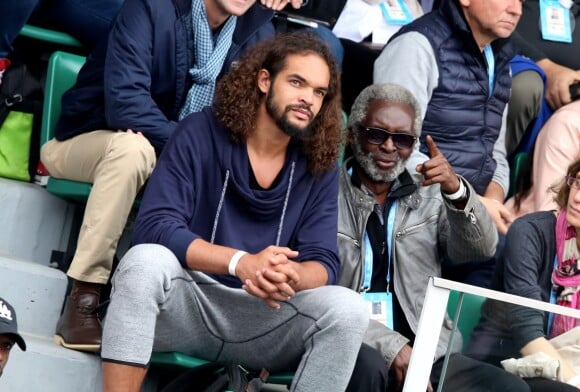 Joakim Noah et son grand-pére Zacharie dans les tribunes des internationaux de France de Roland Garros à Paris le 4 juin 2016. © Moreau - Jacovides / Bestimage