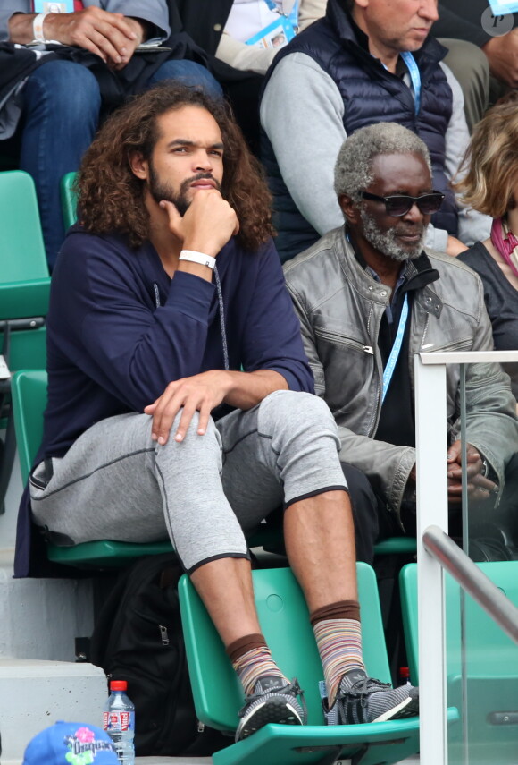 Joakim Noah et son grand-pére Zacharie dans les tribunes des internationaux de France de Roland Garros à Paris le 4 juin 2016. © Moreau - Jacovides / Bestimage