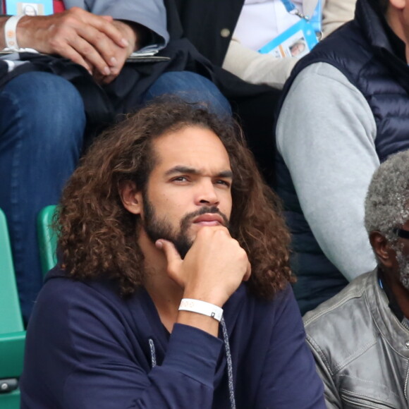 Joakim Noah et son grand-pére Zacharie dans les tribunes des internationaux de France de Roland Garros à Paris le 4 juin 2016. © Moreau - Jacovides / Bestimage