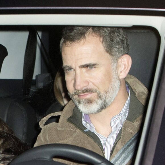 Le roi Felipe VI, la reine Letizia, la princesse Leonor et la princesse Sofia se sont comme chaque année rendu chez Jesus Ortiz, père de Letizia, à Madrid le 6 janvier 2017 pour fêter l'Epiphanie.