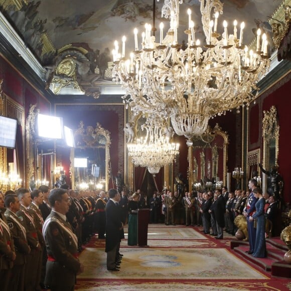 Le roi Felipe VI et la reine Letizia lors de la Pâque militaire à Madrid le 6 janvier 2017